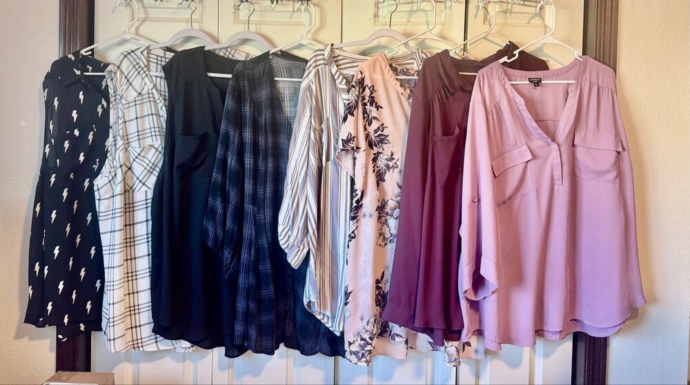 Torrid Sz 5 Plus Size Shirts Lot: 8 Blouses Plaid Floral Lightning Bolt Chiffon